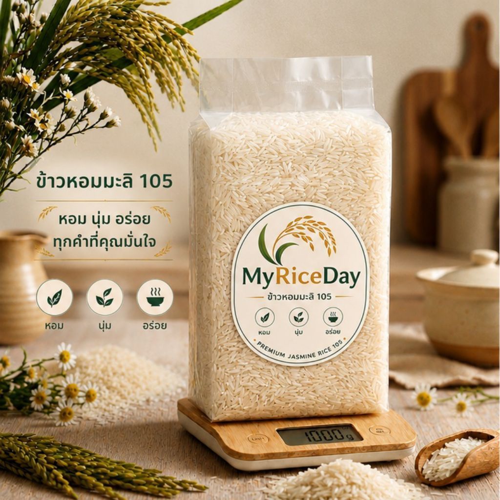 ข้าวหอมมะลิ 105 ข้าวหอมมะลิแท้ ข้าวหอมมะลิศรีสะเกษ ข้าวสาร 1 กก.