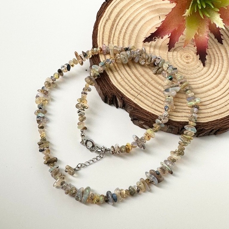 Ethiopian Multi Opal Smooth Chips Necklace Fire Opal Necklace,Opal Chips Necklace,Welo Opal Necklace