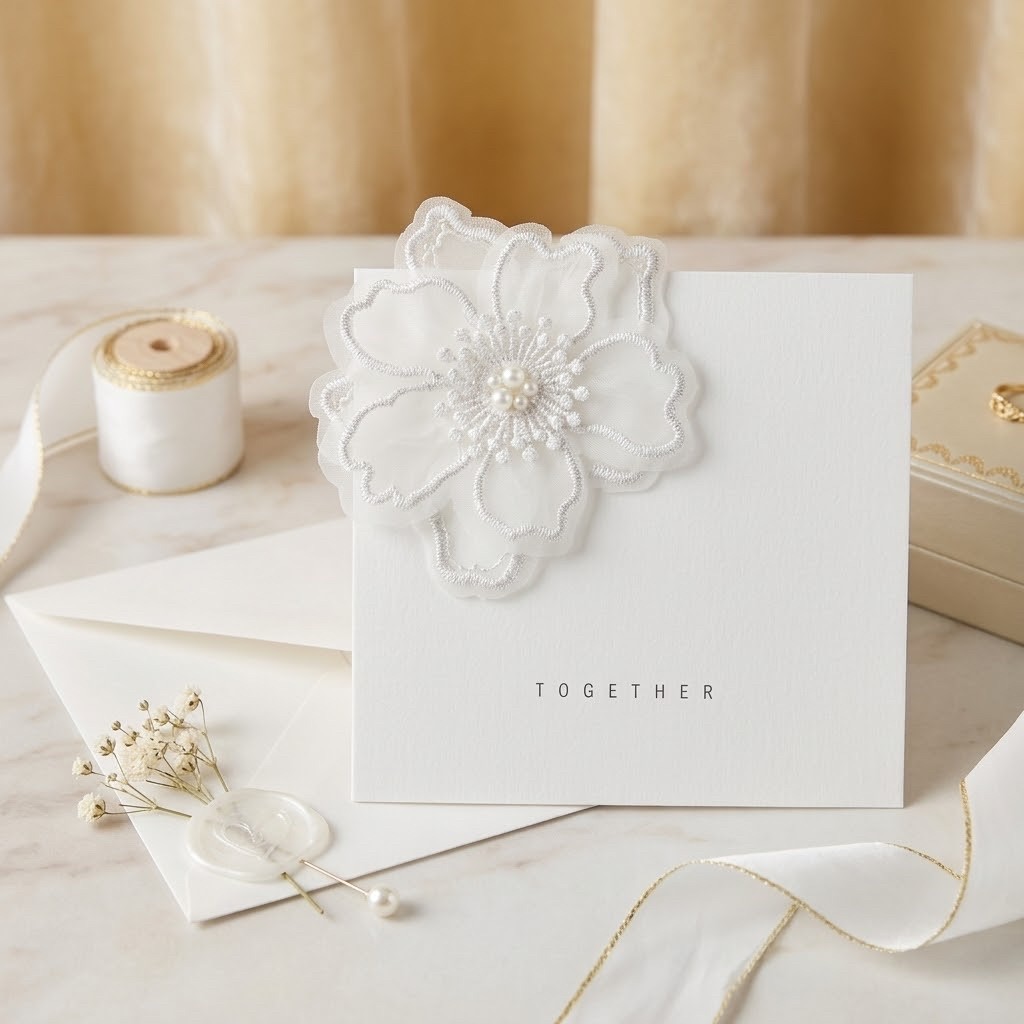 การ์ดอวยพร สไตล์ MINIMAL | white on white love collection 4 styles