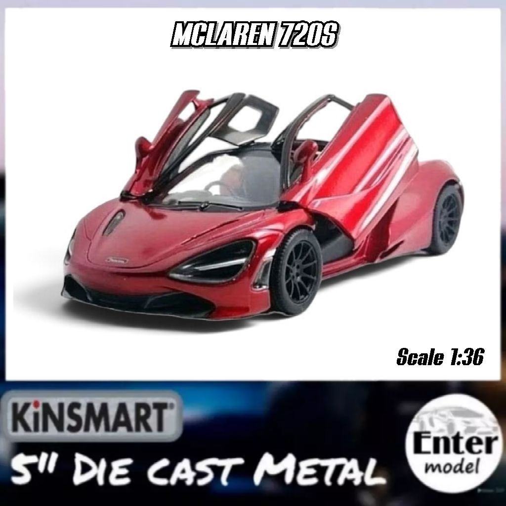KINSMART โมเดล​รถ​เหล็ก​ สำหรับสะสม ลิขสิทธิ์​แท้ ​Mclaren​ 720S​ สเกล 1/36 ยาว 12.5cm