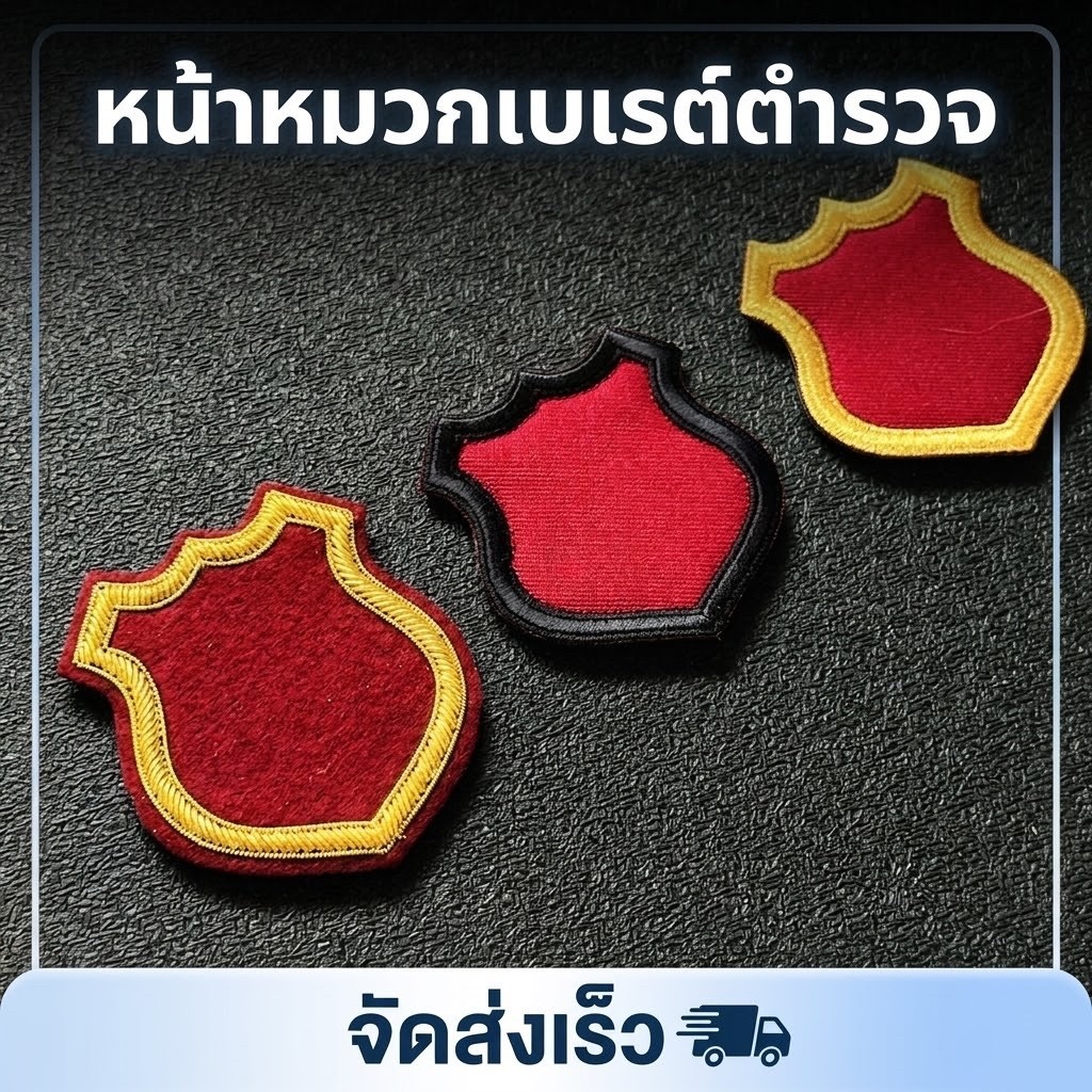 หน้าหมวกเบเรต์ตร. สัญญาบัตร ประทวน เย็บตีนตุ๊กแก