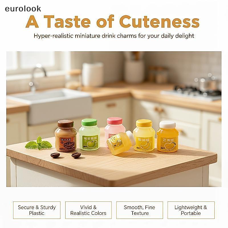 [EUL] มินิจําลองผลไม้แยม Jar ของเล่น 5 ชิ้นออกแบบเฉพาะเครื่องประดับอาหารขนาดเล็กสําหรับตุ๊กตา DIY Craft Decor TH