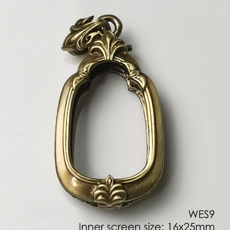 WES9Brass Wessuwan amulet casing 16x25mm กรอบพระทองเหลือง สำหรับแมงภู่คำหรือท้าวเวสสุวรรณ