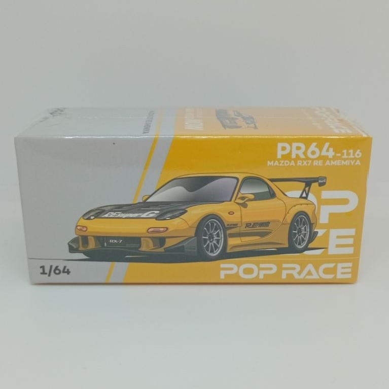 POP RACE 1/64 Mazda RX7 RE AMEMIYA Yellow