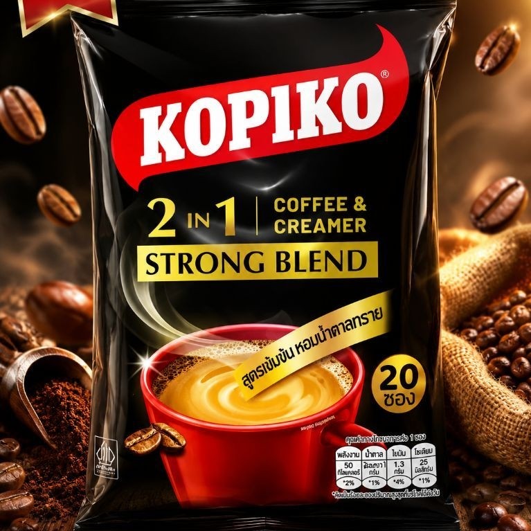 กาแฟโกปิโก้strong blend ซองดำแพ็ค 20 ซอง
