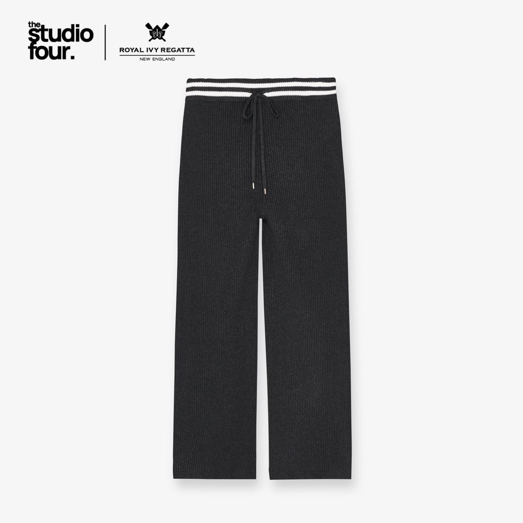 ROYAL IVY REGATTA - Contrast Waist Knit Wide-Leg Pants Top Dyed Grey กางเกงขายาว (R26WGWA130)