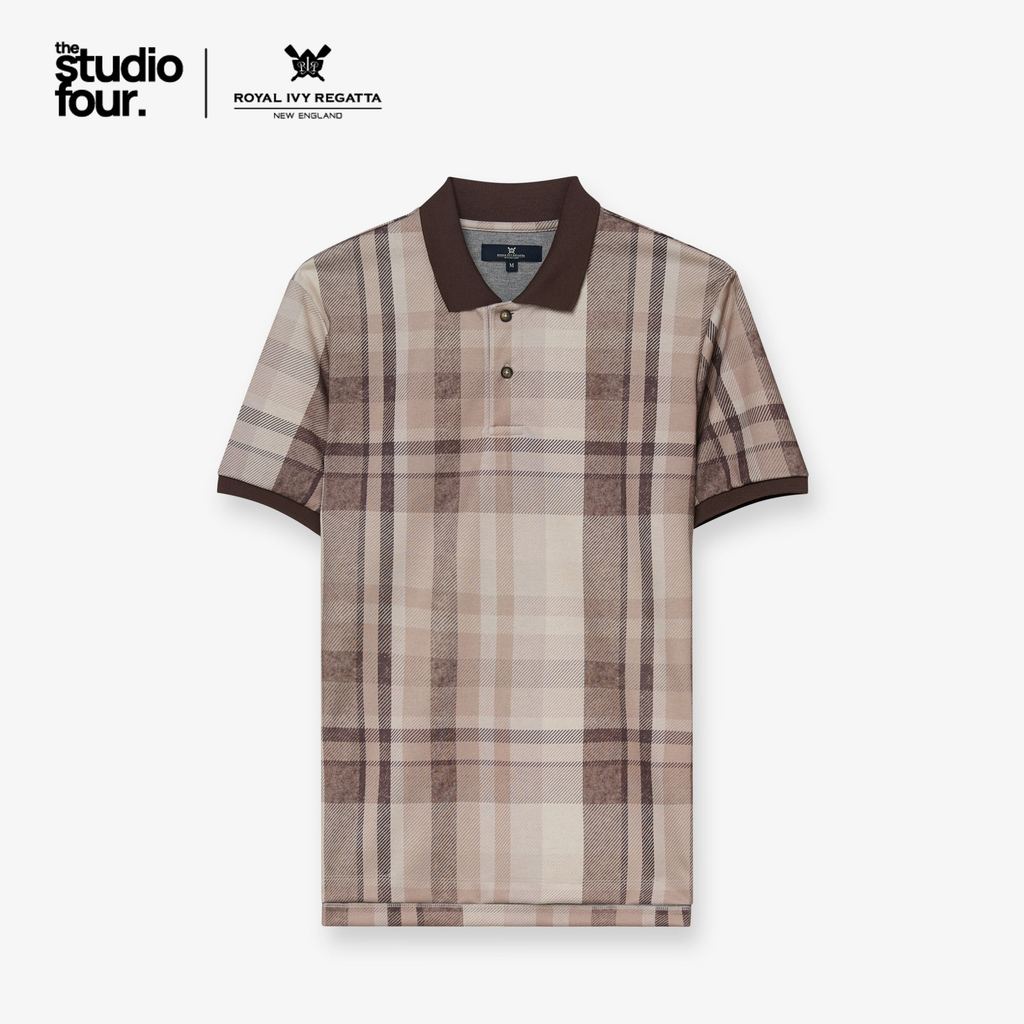 ROYAL IVY REGATTA - Heritage Check Polo Shirt Check Brown เสื้อโปโล  (R26WGMA075)