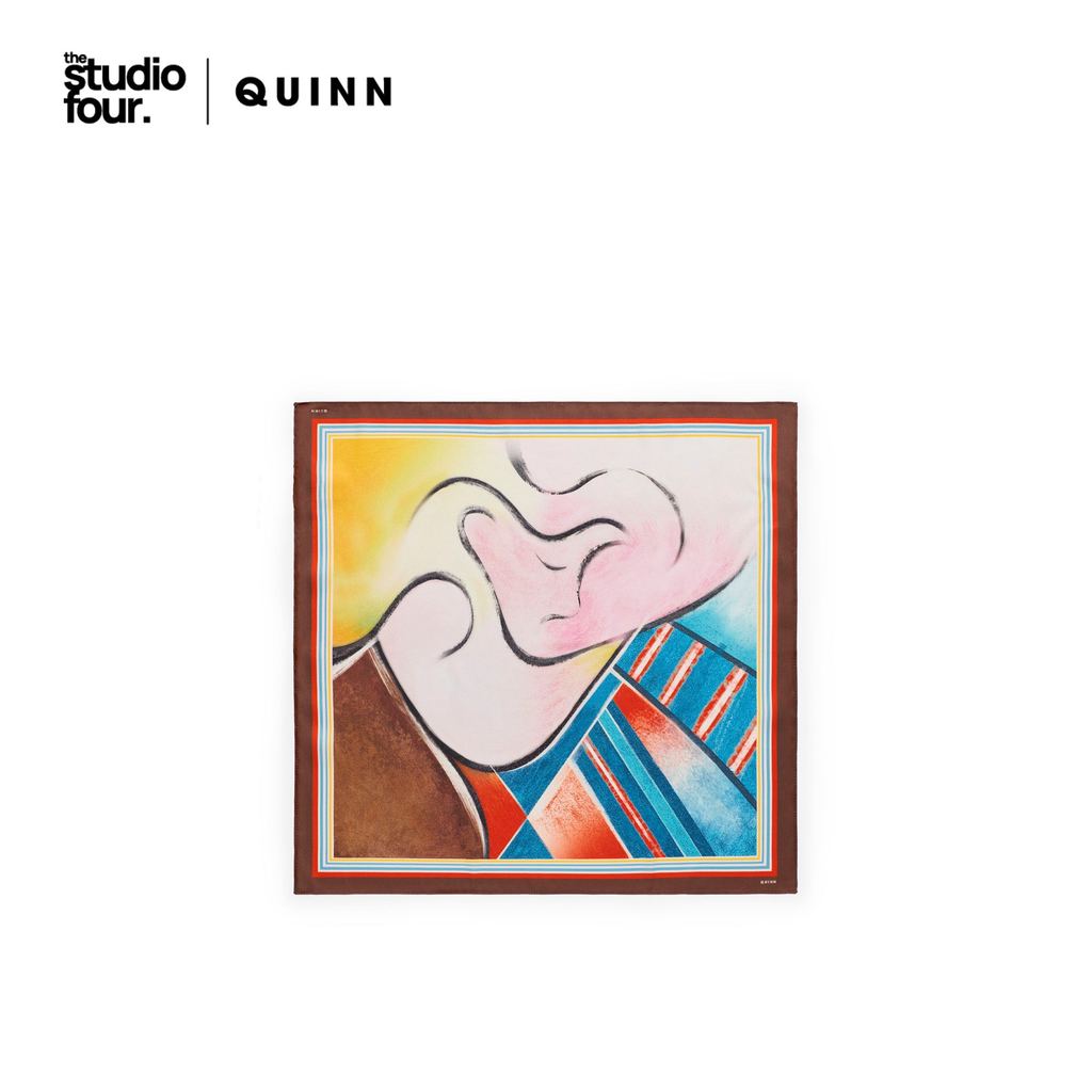 QUINN - Red Cubism Small Scarf ผ้าพันคอ  (Q26FAWA002)