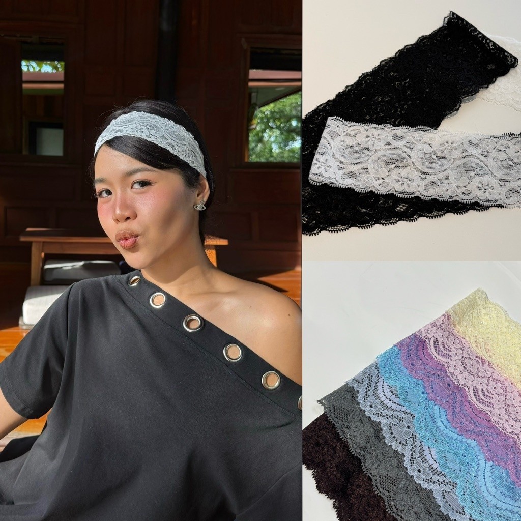 Sistersfabric - Lace headband ที่คาดผมลูกไม้ยางยืด