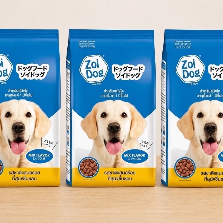 Zoi Dog ซอยด๊อก อาหารสุนัขโต ทุกสายพันธุ์ ขนาด 1kg และแพค 1x3, 1x5, 1x10kg
