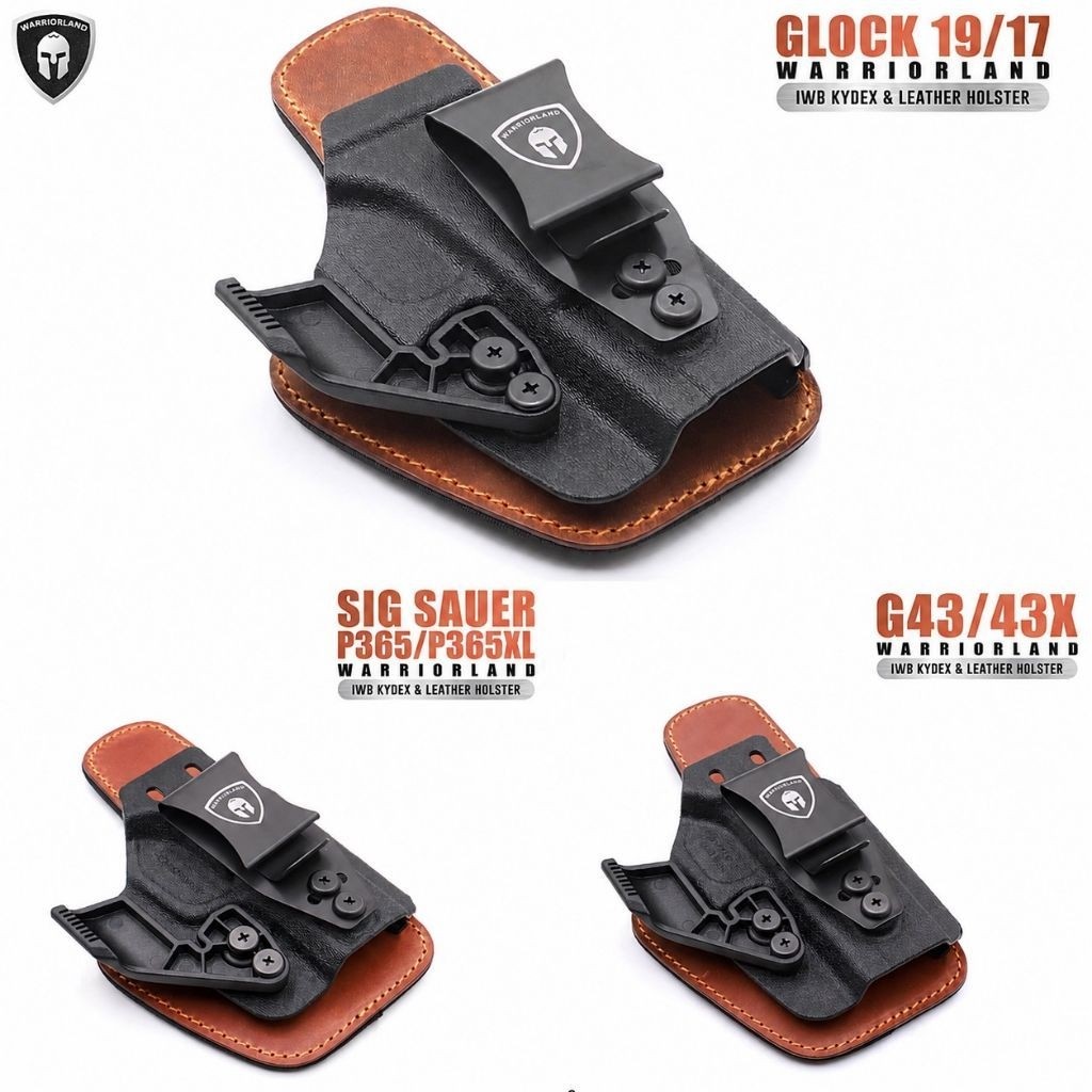 ซองพกใน Kydex + หนัง G19/G17 WARRIORLAND IWB Kydex & Leather Holster ภายในบุด้วยแผ่นหนัง