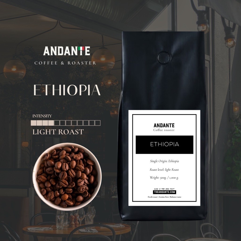 The Andante เมล็ดกาแฟคั่วอ่อน เอธิโอเปีย Ethiopia 1 kg