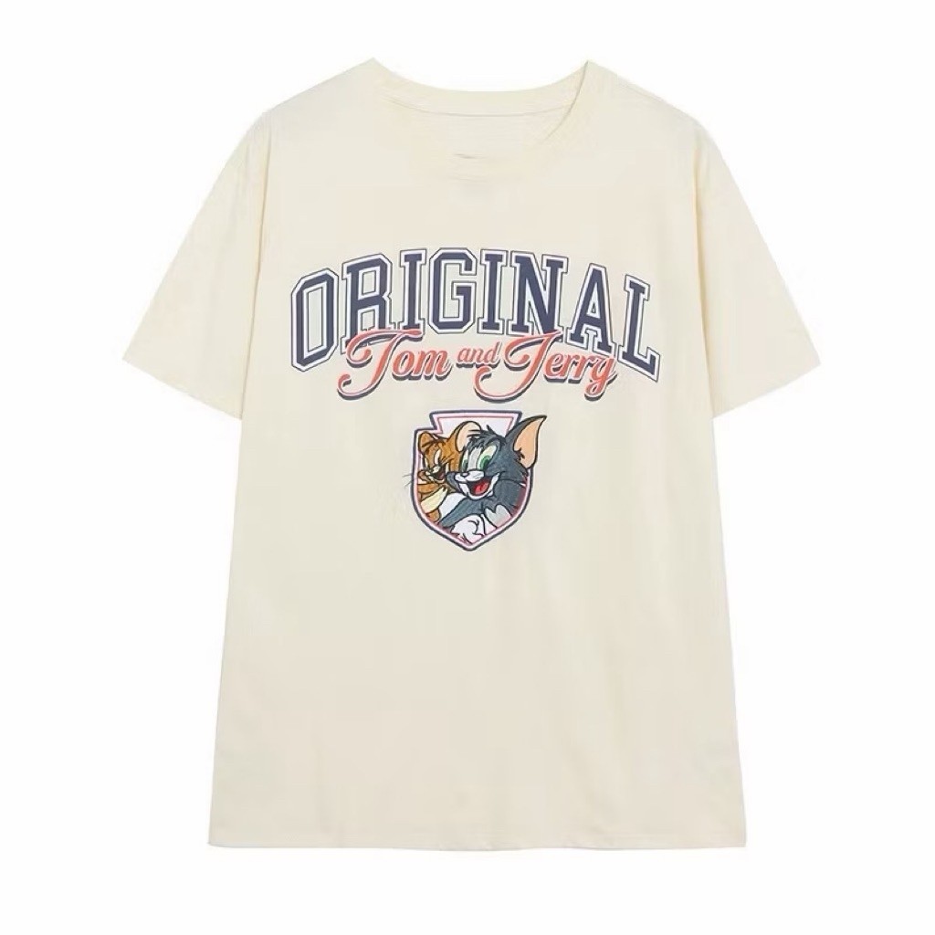 TOM and JERRY เสื้อยืด Tom &Jerry สีครีม 🌈 Original Tom&Jerry Tee 🌈แบรนด์❣️Disney❣️ แท้💯%