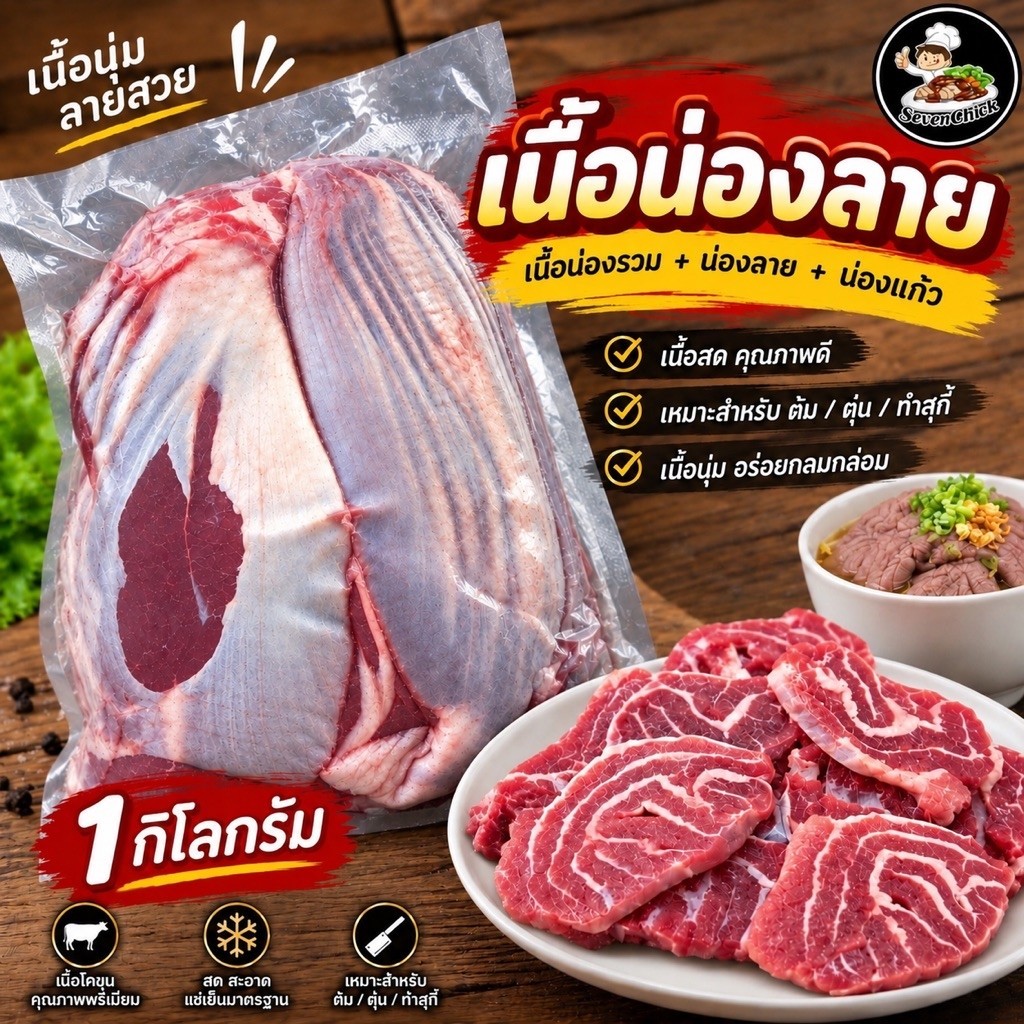 เนื้อน่องรวม+ลาย+น่องแก้ว ขนาด 0.8-1KG (1-2น่อง)