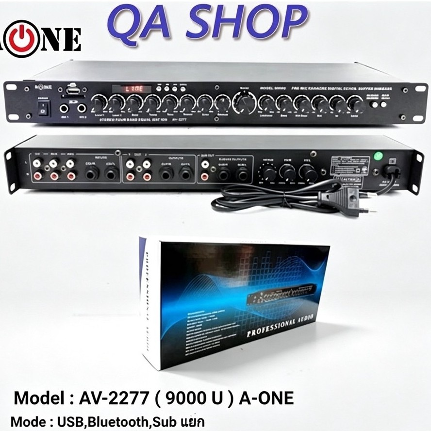 A-ONE ปรีแอมป์คาราโอเกะ Bluetooth mp3 USB/SD CARD มีSUB OUT รุ่น AV-2277(9000U)