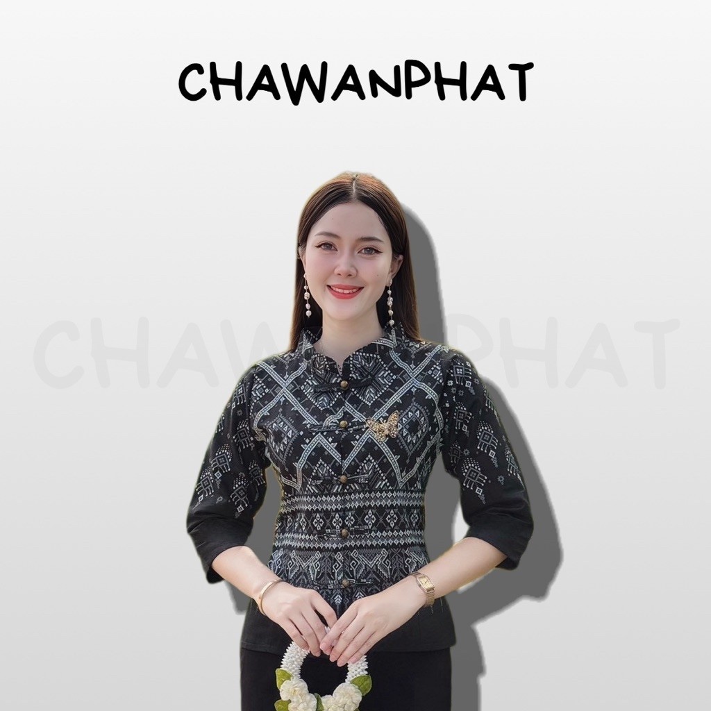 [อก 34-46] 𝙉𝙋 เสื้อผ้าฝ้ายพิมพ์ลายแขน 5 ส่วน #ตีเกล็ดเก็บทรง