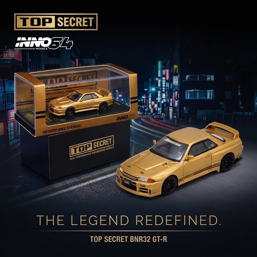 INNO64 Nissan Skyline BNR32 GT-R Top Secret 650R สีทอง รหัส IN64-R32TS-650R