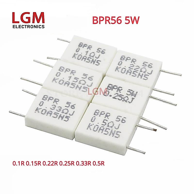 10 ชิ้น BPR56 5W 0.1R 0.15R 0.22R 0.25R 0.33R 0.5R Ohm ตัวต้านทานซีเมนต์เซรามิกที่ไม่ใช่อุปนัย