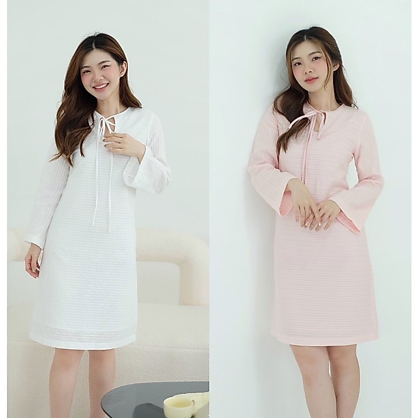 Timetoeve - Candy Dress เดรสผูกโบว์ยาวมีซิปหลัง