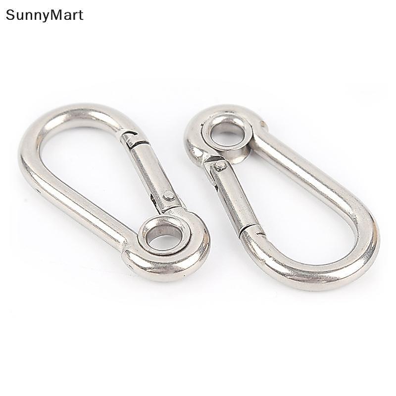 [SUN} M4 M5 M6 M7 M8 Stainless Steel Carabiner Carbine Snap Hook พร้อมตาไก่สปริง Bule Key Ring