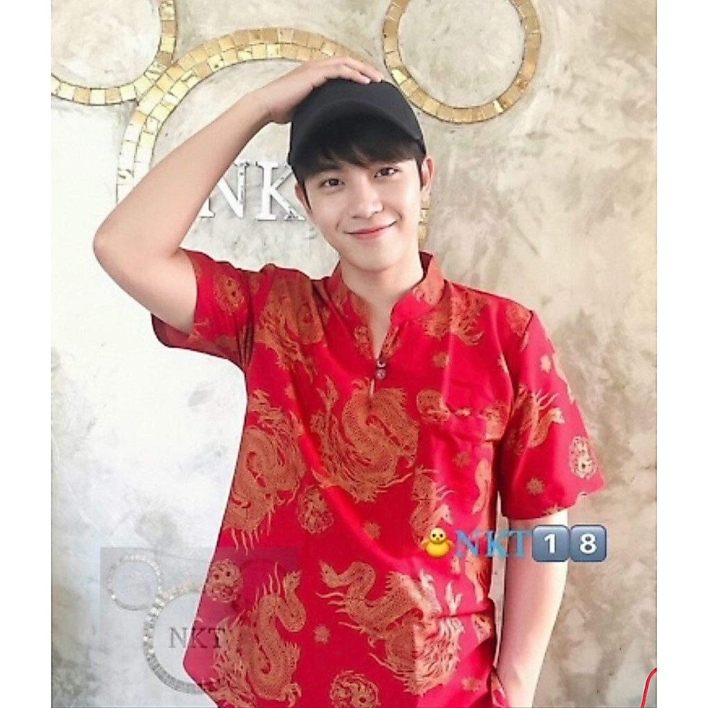เสื้อคอจีนสีแดง มังกรทองรับเทศกาล ตรุษจีน ปีใหม่ ใส่แล้วเฮงๆ รวยๆ