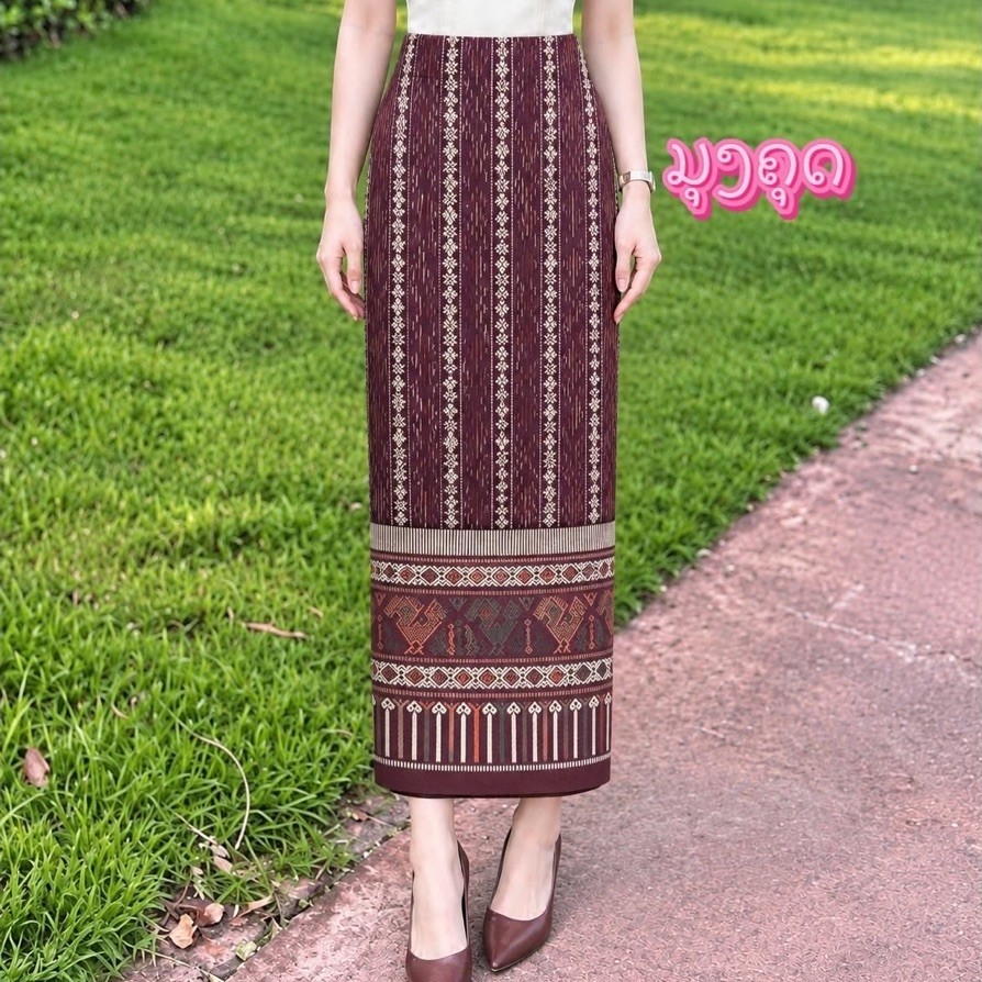 ผ้าถุงมีลวดลายสวยงามผ้าถุง( รับตัดแจ้งรอบเอว สะโพก ความยาว )