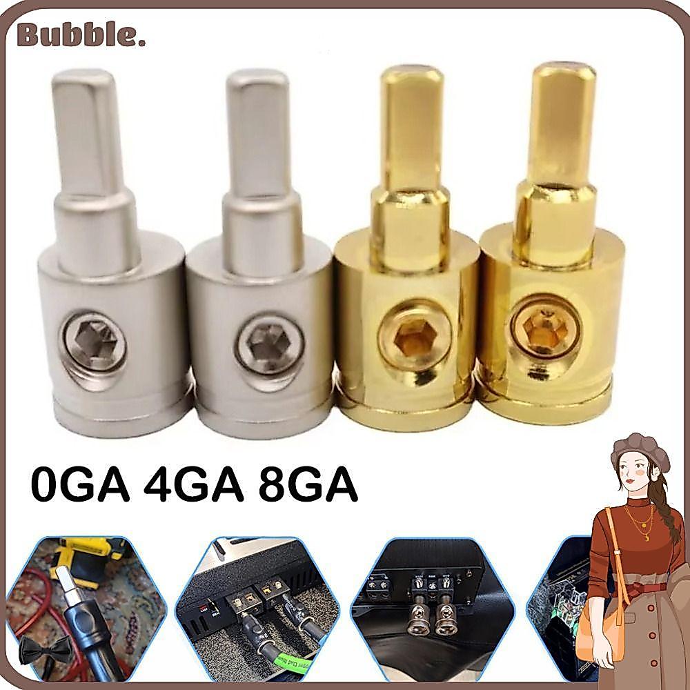 BUBBLE Car Speaker Wire Terminal, Gold Silver Pure Copper Car Audio Connector, 0GA 4GA 8GA Power Gro