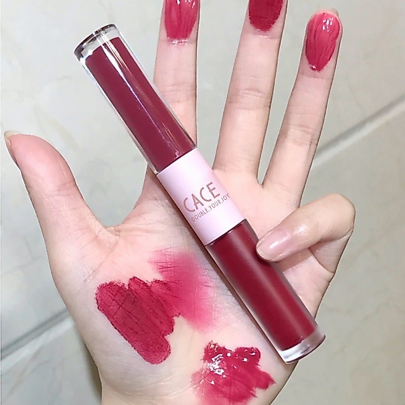 LDshop ลิปสติกให้ความชุ่มชื้น มีความบางเบา กันน้ำกันเหงื่อ ติดทนนาน มีสองสีในหนึ่งแท่งทำให้ปากมีความ