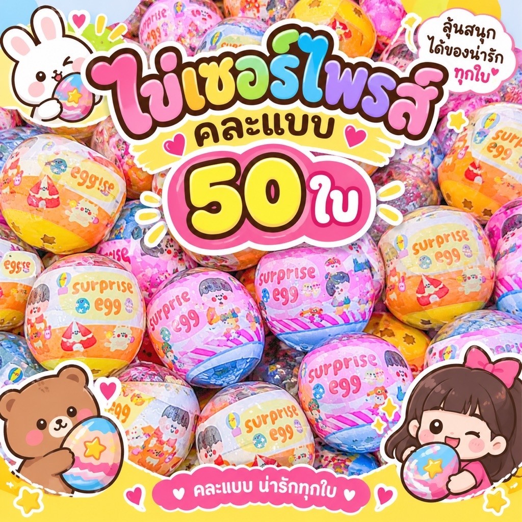 ไข่คละรวมของเล่นหลากหลาย 50 ลูก