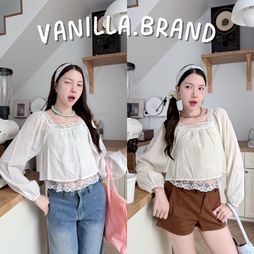 เสื้อแขนยาวคอเหลี่ยม แต่งสองชั้น -ttm / VB0707