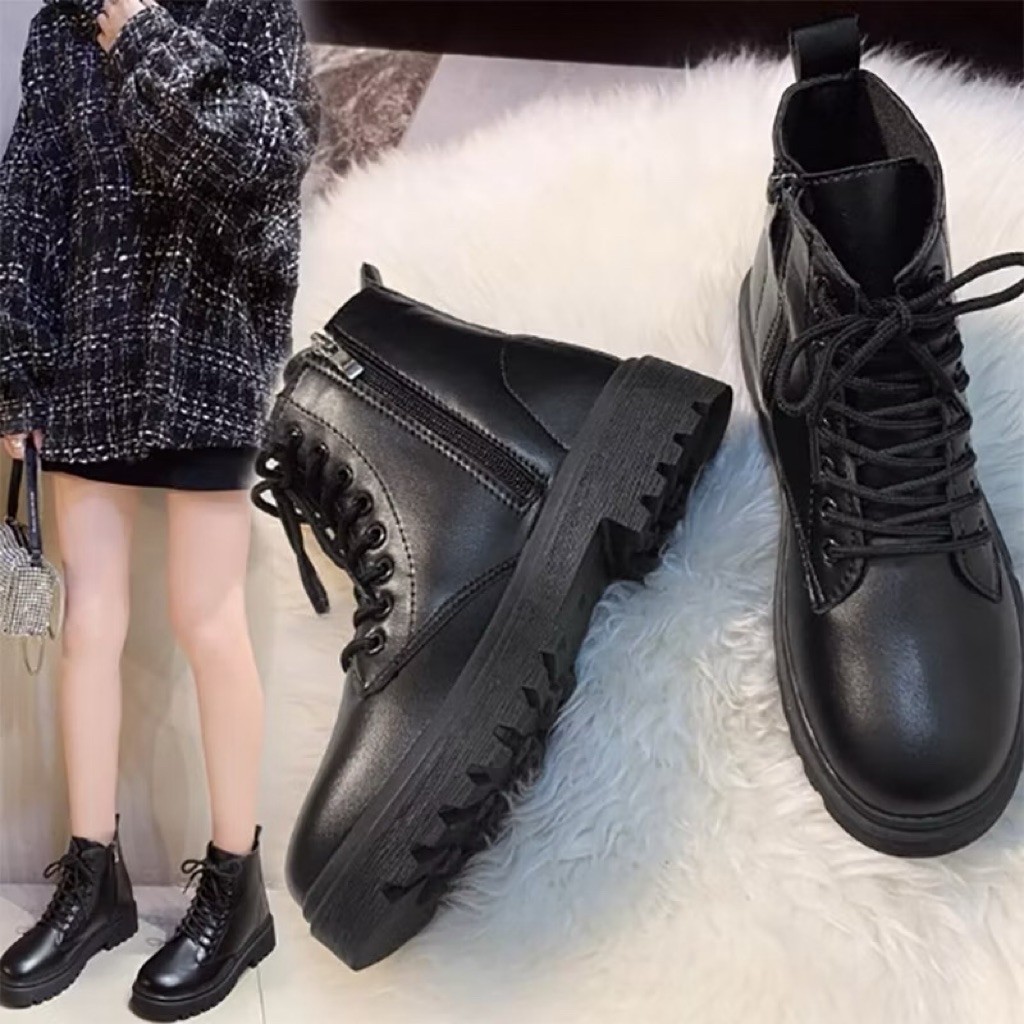 ⚡Shipping from Thailand⚡Short ankle boots, British style, side zipper design comfortable and durable