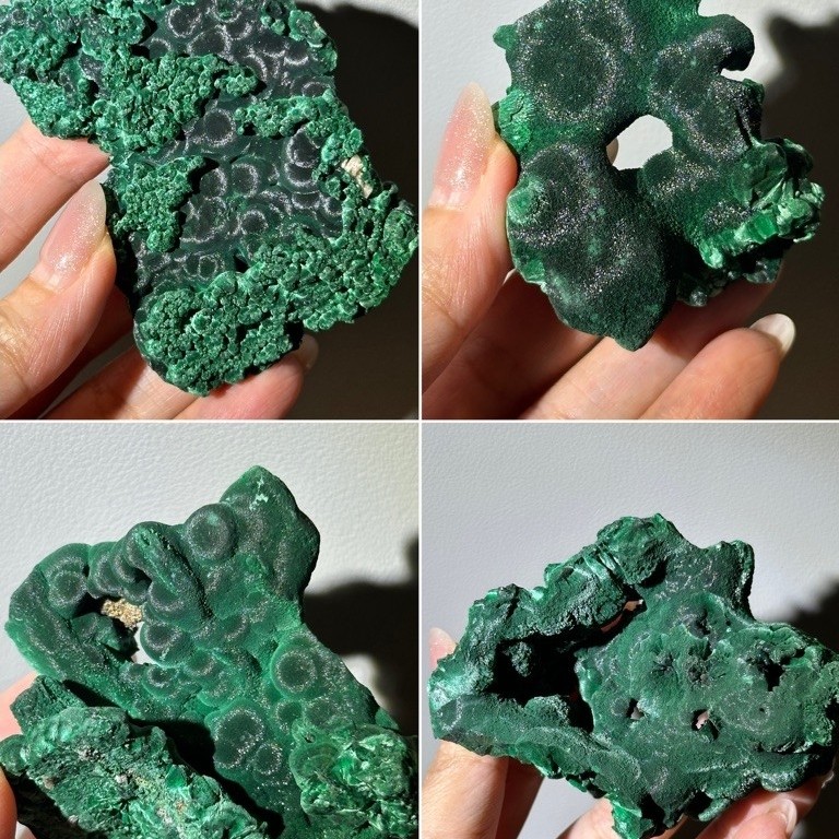 Malachite มาลาไคต์ Rare Natural Ring Malachite Cluster - Botryoidal Velvet Malachite Specimen