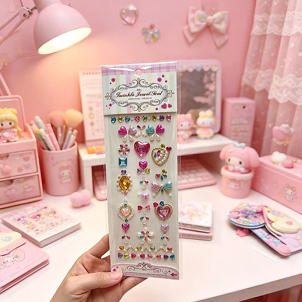 สติกเกอร์คริสตัลสีสันสดใสหัวใจอัญมณี พลอยเทียม สติกเกอร์สําหรับเด็กแต่งหน้าเคสโทรศัพท์ ทําเอง บรรจุภัณฑ์ของขวัญตกแต่ง รูปที่ 2