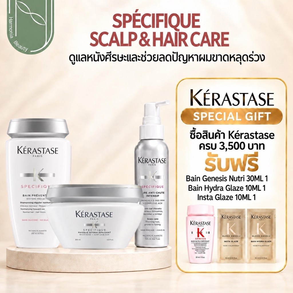 [ครบชุด] Kerastase Specifique แก้ปัญหาผมร่วง ดูแลรากผม Shampoo / Masque /Serum[รับประกันของแท้ 100%]