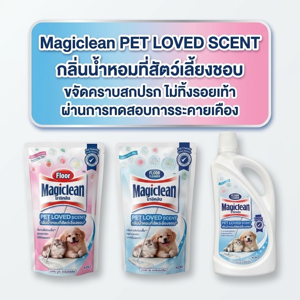 Magiclean มาจิคลีน น้ำยาถูพื้น กลิ่นอควาติกเพียว น้ำยาถูพื้นสำหรับบ้านที่มีสัตว์เลี้ยง แบบขวด700มล/แบบถุงเติม650มล.