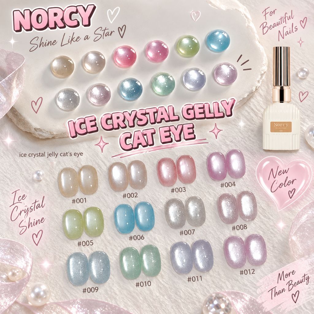 จัดส่งทันที ♡ NORCY สีลูกแก้ว ICE CRYSTAL GELLY เนื้อแน่น ลูกแก้วละเอียด