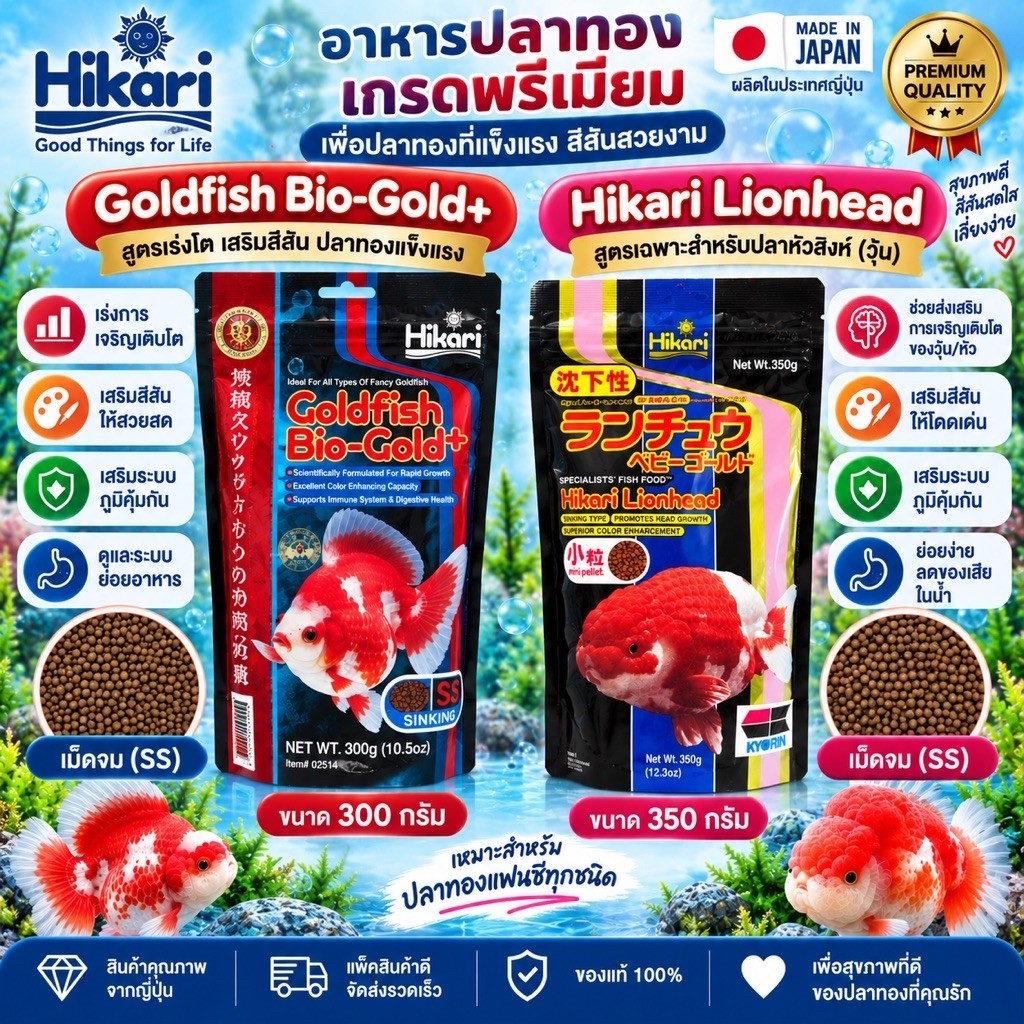 อาหารปลาฮิคาริ Hikari ปลาทอง เม็ดจม ขนาด 350 กรัม