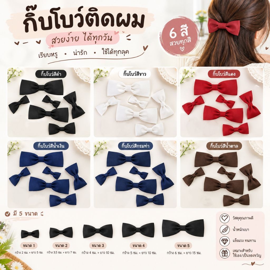 [handmade] กิ๊บติดผมสีดำ กิ๊บโบว์ดำไว้ทุกข์ โบว์ไว้อาลัย โบว์สีดำ [29•10•68]