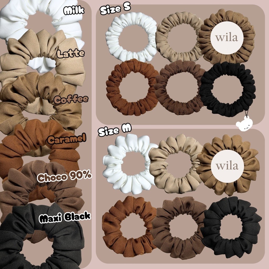 ยางมัดผม (รวมสีขายดี ขาว กากี น้ำตาล ดำ) Scrunchies ผ้าเนื้อด้าน ไม่กินผม มีขนาดให้เลือก รูปที่ 1
