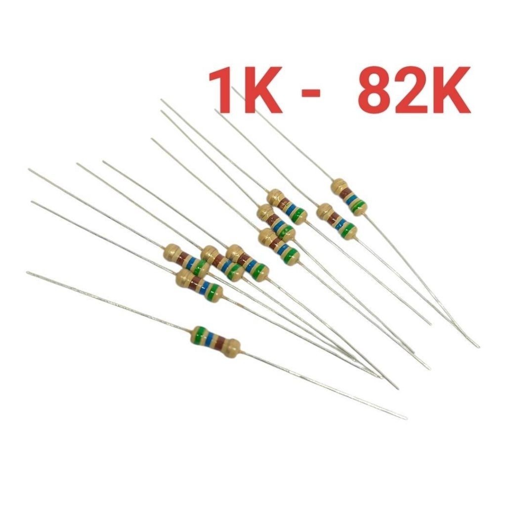 10pcs ตัวต้านทาน 1/4w 5% ค่า 1K -82K ชนิด ฟิล์มคาร์บอน carbonfilm  resistor