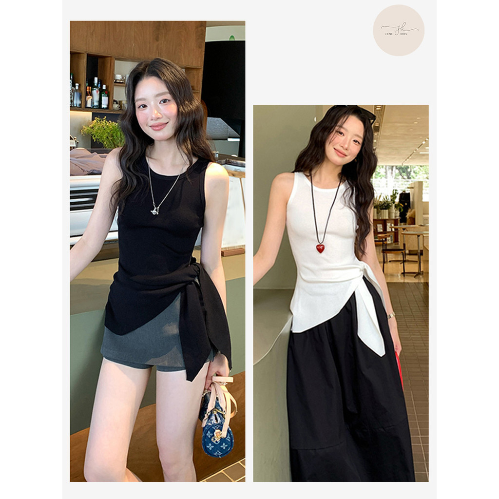เสื้อคอกลม แขนกุด ดีไซน์ทรงเสื้อกล้าม มี3สี