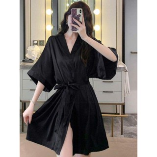 💚Sexy Night💜 เสื้อคลุมอาบน้ำ  สไตล์ญี่ปุ่น 🎀ผ้ามันวาว พร้อมส…