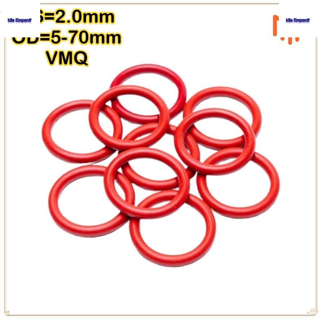 โอริงสีแดง CS2.0mm * OD5-70mm / VMQ แหวนยางซิลิโคน โอริงซีล สีแดง
