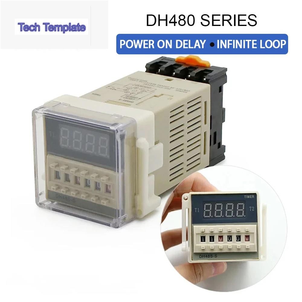 DH48S-1Z DH48S-2Z DH48S-S ดิจิตอล LED โปรแกรมจับเวลารีเลย์สวิทช์ 0.01S-99H99M DIN RAIL AC110V พร้อมฐ