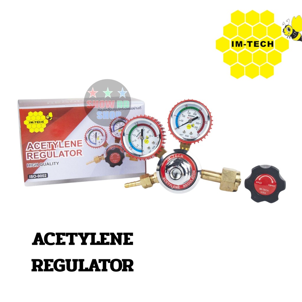 เกจ์แก๊ส ปรับแรงดัน AC อะเซทิลีน IM TECH ทนแรงดัน 40บาร์ ACETYLENE ด้านเข้า CGA300 ด้านออกหางปลา 9/16