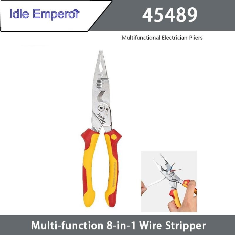 Wiha 45489 คีมช่างไฟฟ้ามัลติฟังก์ชั่น 8 In 1 ฉนวน 1000V VDE คีมปอกสายไฟ