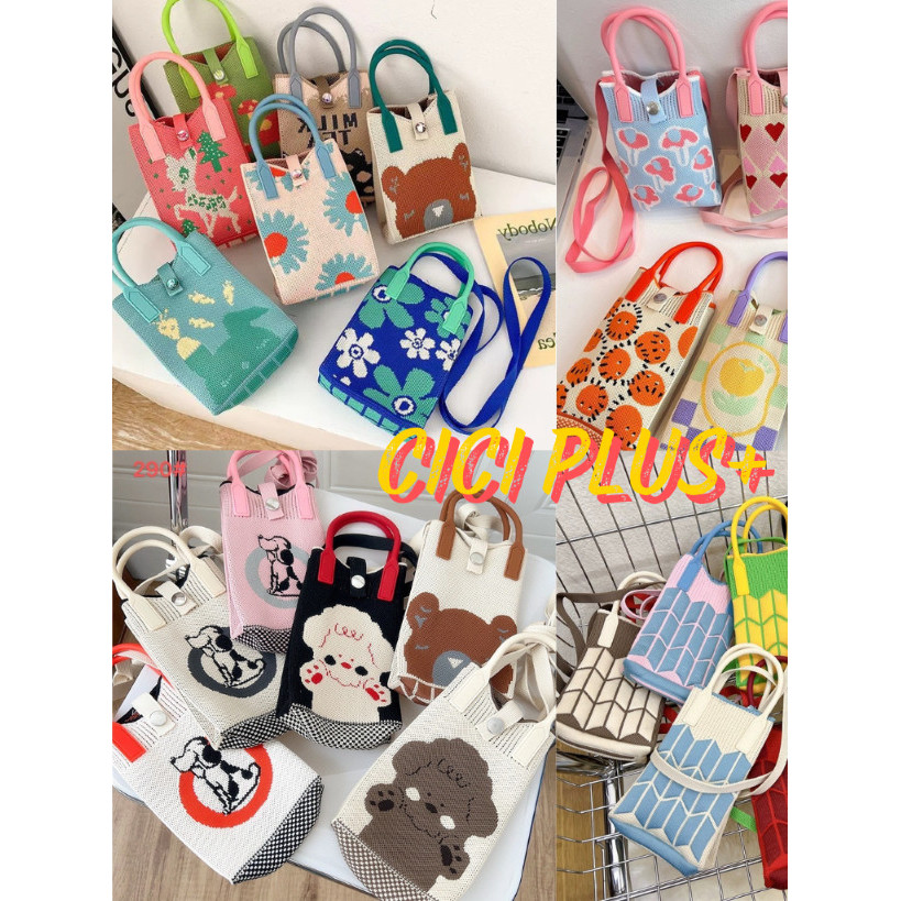 CiCi Plus+(231/254/290/222/240)กระเป๋าใส่โทรศัพท์ ผ้าถัก มาพร้อมสายสะพาย สะดวกกับการพกพา สไตล์มินิมอล สายคาเฟ่ห้ามพลาด