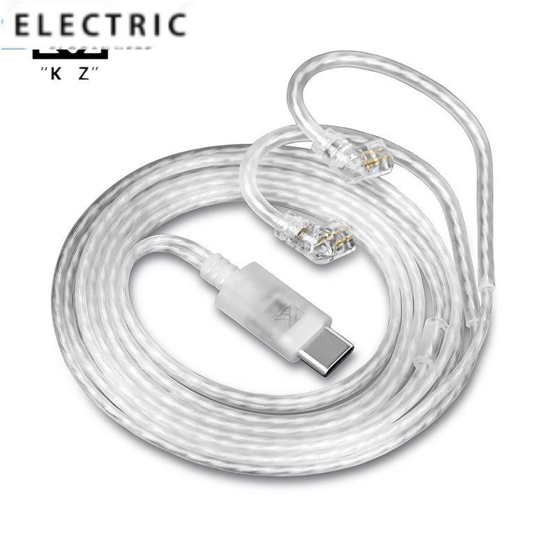 Kz หูฟัง Type-c 2PIN สายชุบเงินอัพเกรดสายหูฟังสําหรับ KZ ZSN PRO ZS10PRO 2