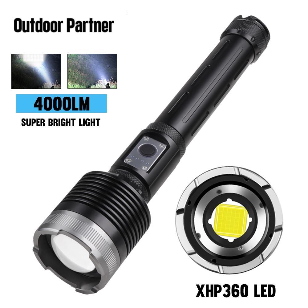 9116B ไฟฉาย LED 4000LM ซูมได้ 36 แกน XHP360 ชาร์จ USB กันน้ํา สําหรับตั้งแคมป์