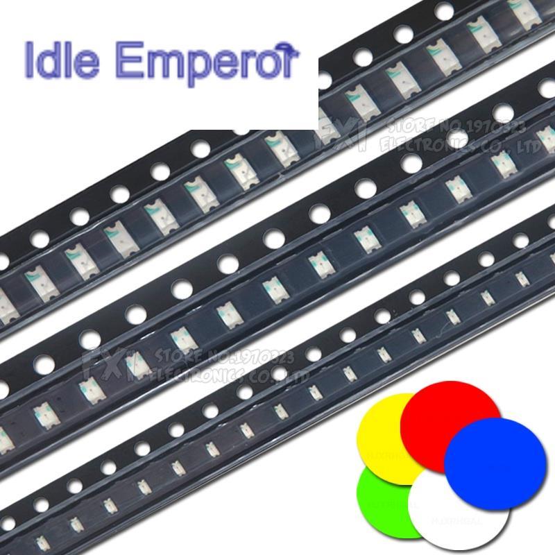 ไดโอดไฟ LED SMD 0402 0603 0805 1206 1210 สีเหลือง แดง เขียว ฟ้า ขาว 100 ชิ้น